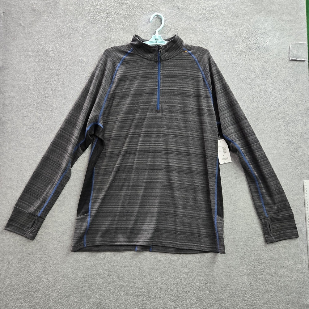 Outdoor Life Men Sweatshirt XL Gray Striped Activewear Zipper Long Sleeve NWT